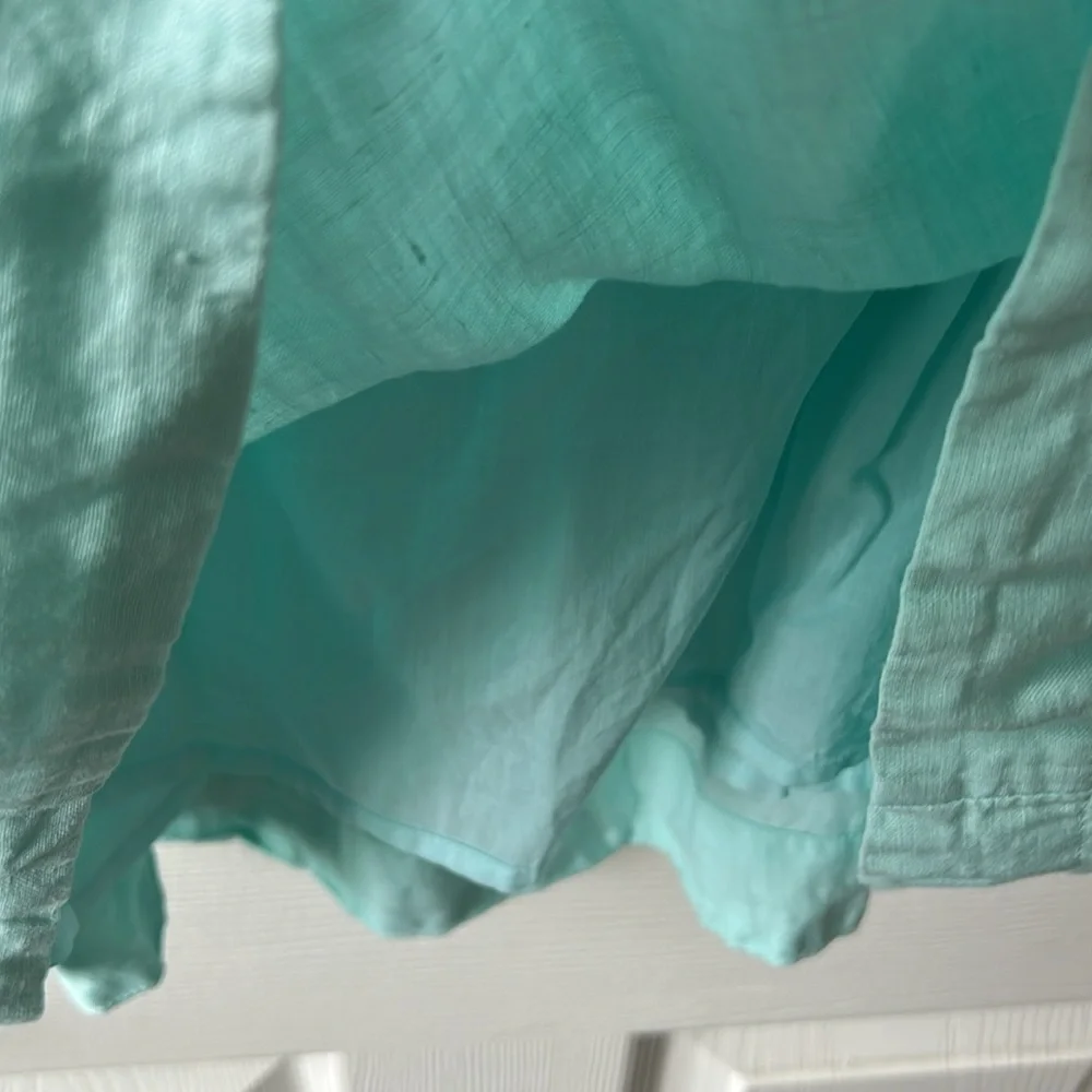 Vineyard Vines Cisco pintuck swing dress in pretty aqua linen - Picture 5 of 6